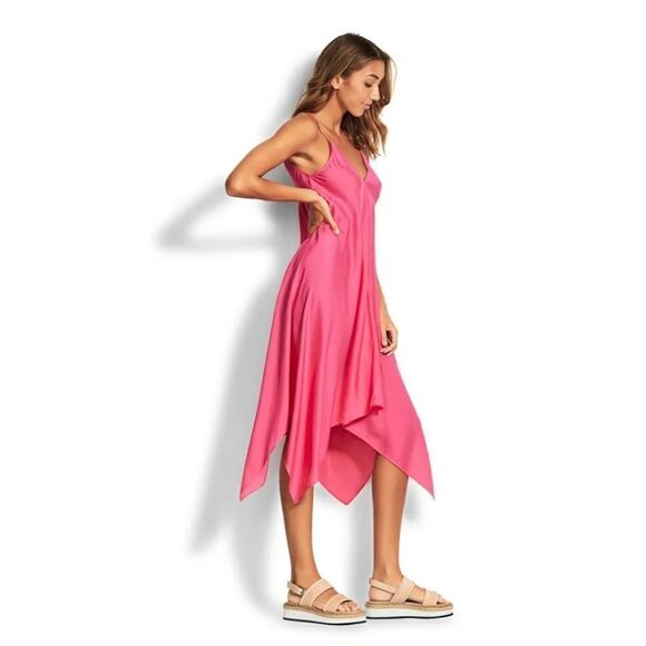 Seafolly Bandana Pink Bay Silk Blend Handkerchief Dress - Picture 4 of 16